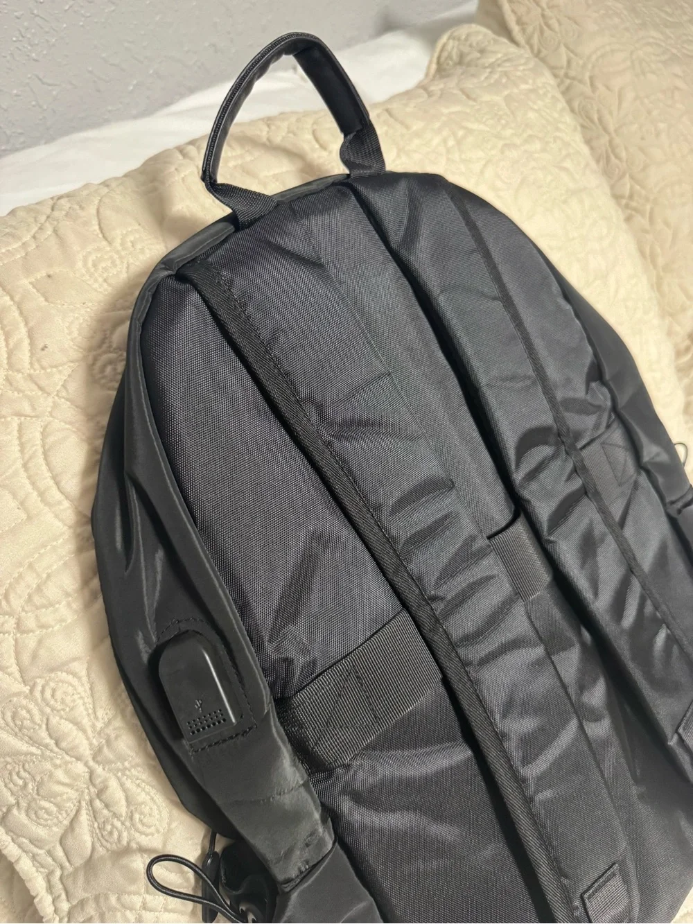 Black Men's Backpack with USB Charging Port